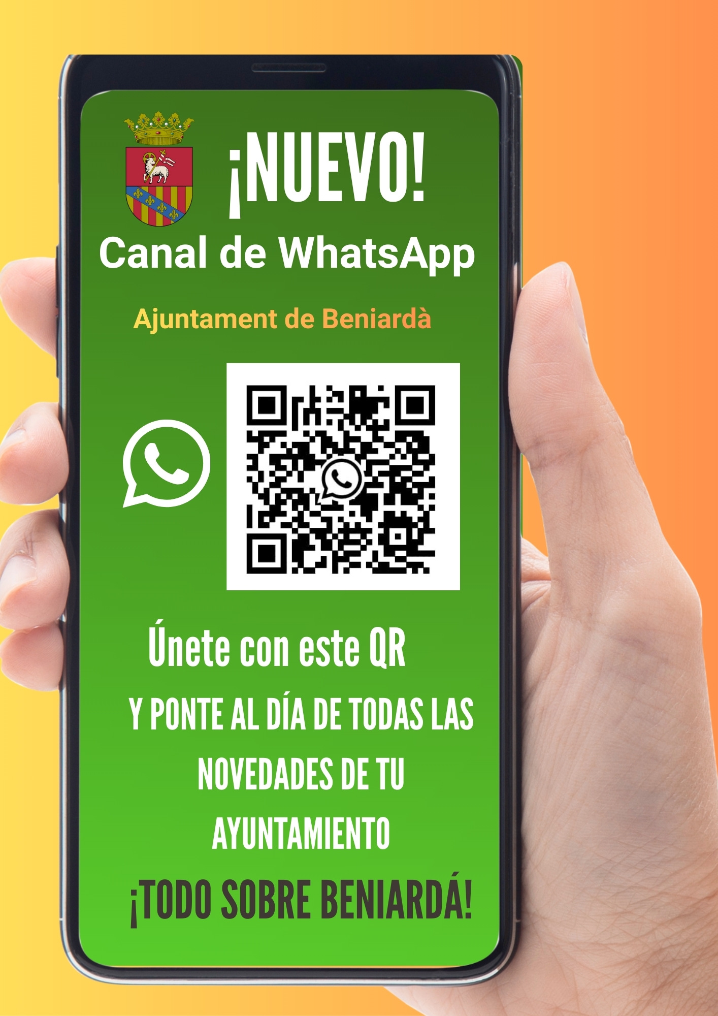 IMAGEN UNETE AL CANAL Imagen con Codigo QR para unirte al canal de whatsapp del Ayuntamiento
